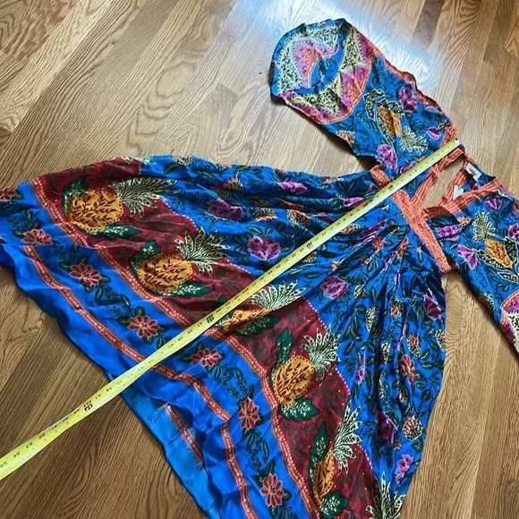Farm Rio Blue Pineapple Garden Kaftan Maxi Dress Size XXS NWT - Picture 14 of 15